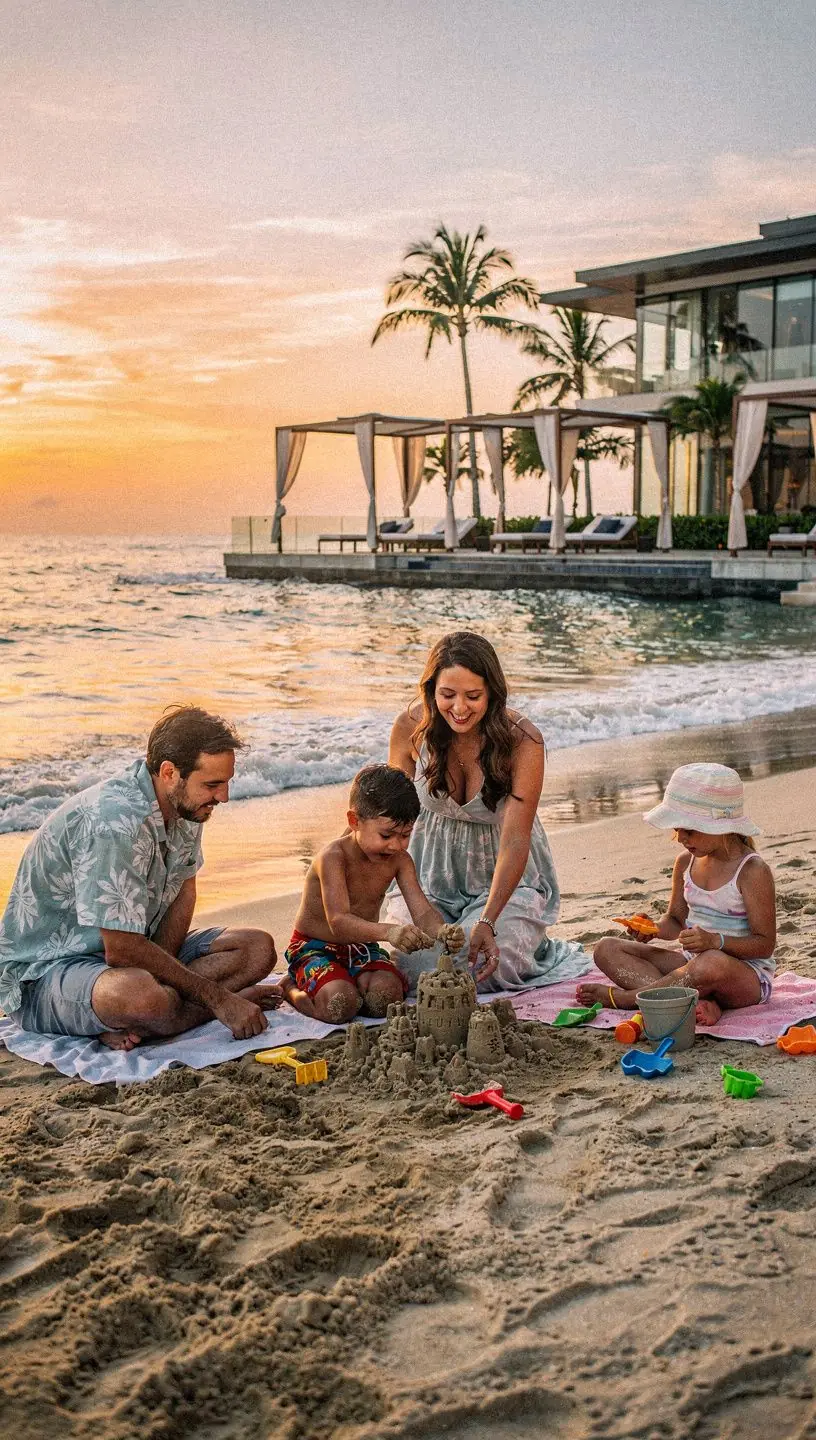 Пара, занимающаяся серфингом на волнах под ярким голубым небом.